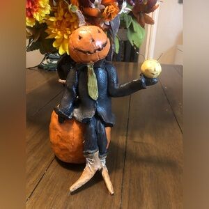 Vintage Halloween Folk Art Pumpkin Head Man With Moon Designed by Kevin Smith